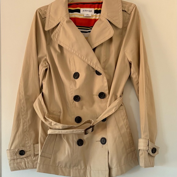 St John’s Bay Women’s Tan Medium Double Breasted All Weather Jacket With Belt - Picture 2 of 9